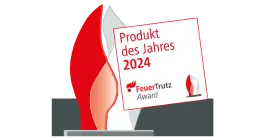 Logo des FeuerTrutz Awards 2024 mit dem Text "Produkt des Jahres 2024".