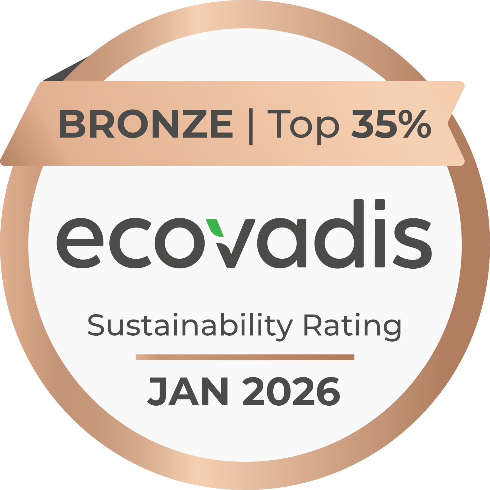 Bronze-Auszeichnung für Nachhaltigkeit von EcoVadis, Oktober 2024, Top 35%.